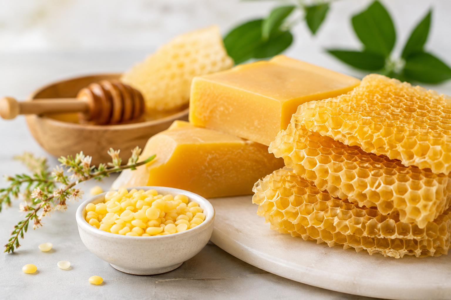 Cera d'api — favo e blocchi di cera naturale